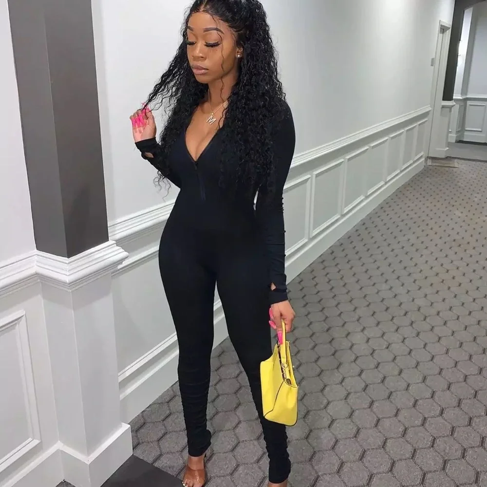 LARGE ⚡️BRAND NEW/ Ribbed slim-fit body-con jumpsuit - Picture 5 of 9